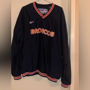Vintage Denver Broncos Reebok NFL PRO LINE Navy Pullover Windbreaker, Size XL